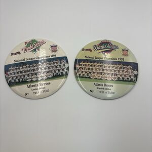 Atlanta Braves 1991 & 1982 World Series Champions   6 Inch Button MLB Bundle